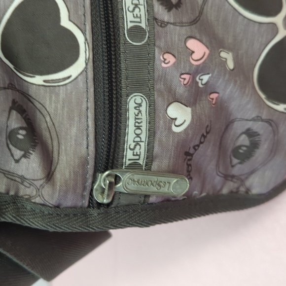 Lesportsac RARE Medium Gray 50s Style Sunglasses Crossbody Purse Messenger Bag - Picture 11 of 14